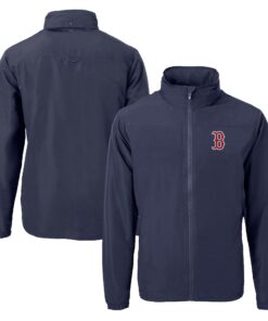 Men's Boston Red Sox Cutter & Buck Navy Charter Eco Recycled Full-Zip Jacket