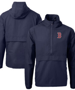 Men's Boston Red Sox Cutter & Buck Navy Charter Eco Recycled Half-Zip Anorak Jacket
