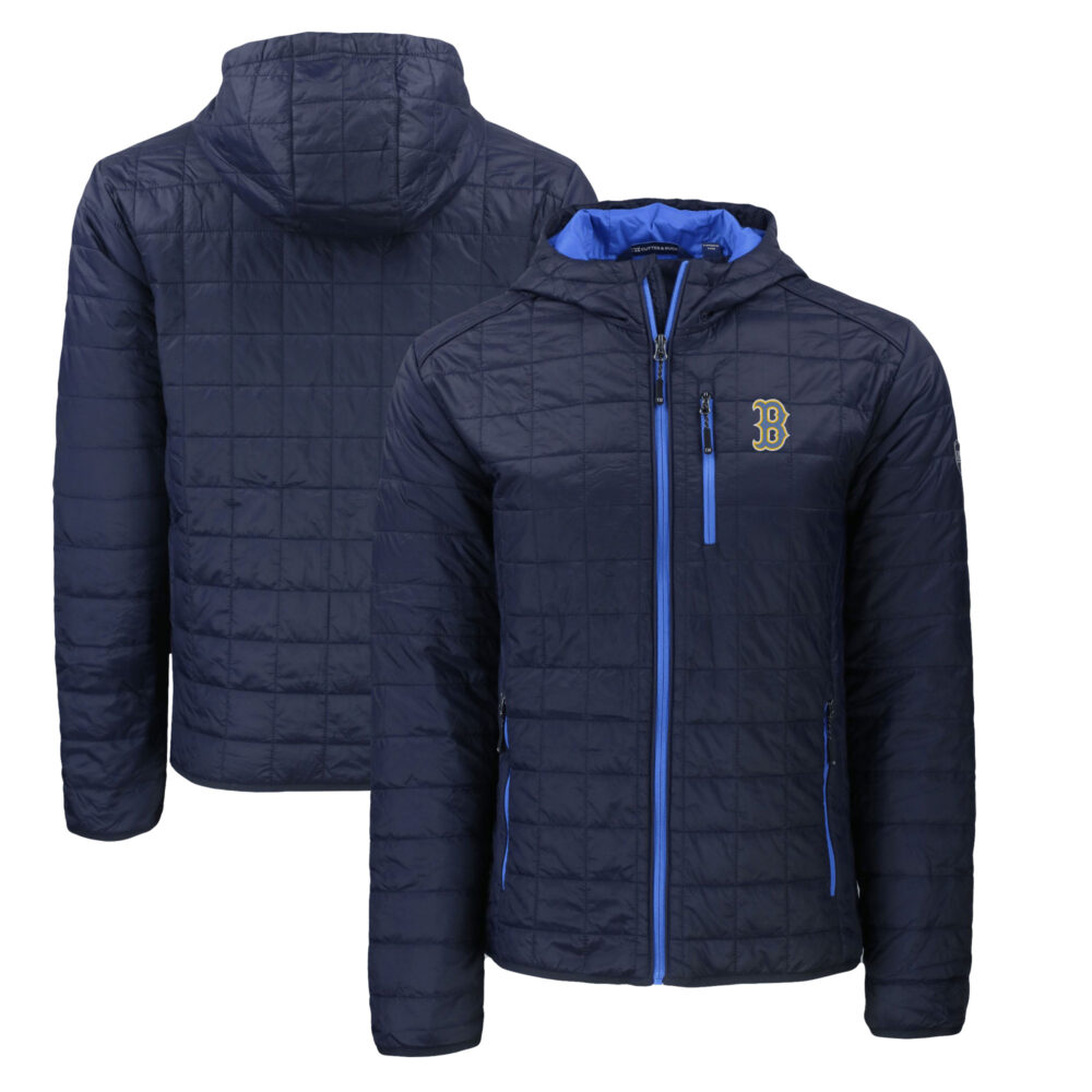 Men's Boston Red Sox  Cutter & Buck Navy City Connect Rainier Primaloft Eco Full-Zip Hooded Jacket