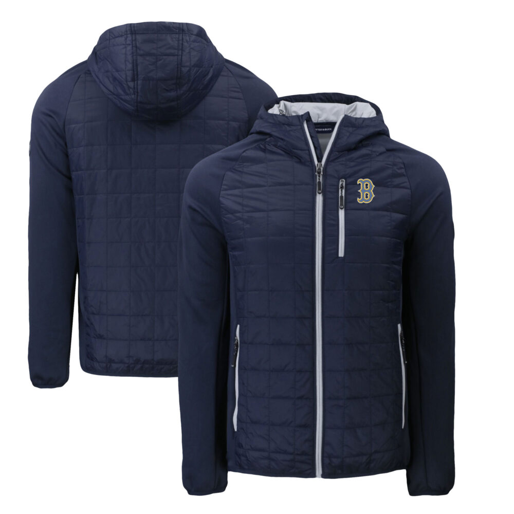 Men's Boston Red Sox  Cutter & Buck Navy City Connect Rainier Primaloft Eco Full-Zip Hooded Jacket