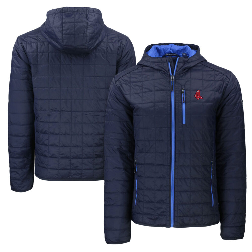 Men's Boston Red Sox  Cutter & Buck Navy Cooperstown Collection Rainier Primaloft Eco Full-Zip Hooded Jacket