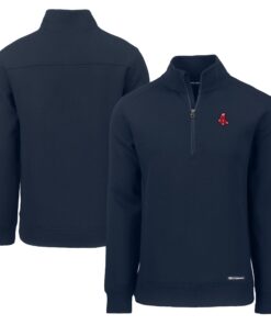 Men's Boston Red Sox  Cutter & Buck Navy Cooperstown Collection Roam Eco Recycled Quarter-Zip Pullover