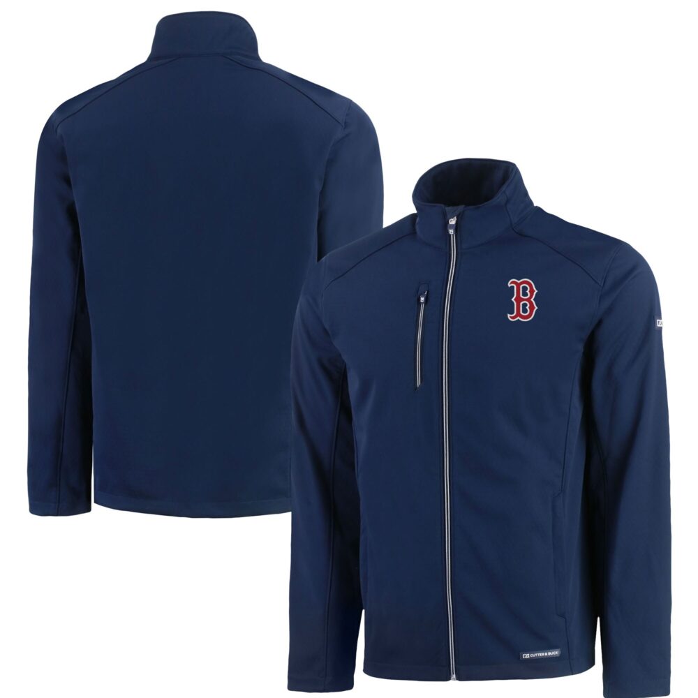 Men's Boston Red Sox Cutter & Buck Navy Evoke Eco Softshell Recycled Full-Zip Jacket