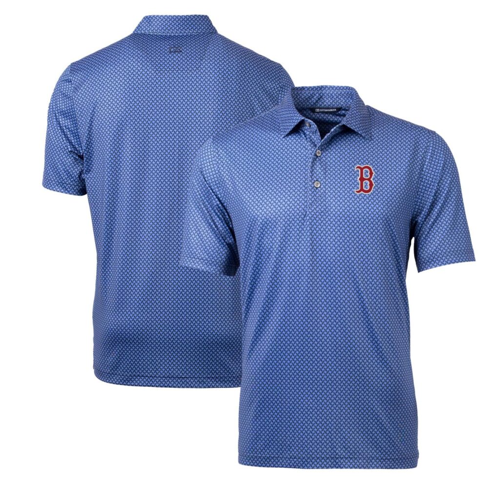 Men's Boston Red Sox Cutter & Buck Navy Pike Banner Print Polo