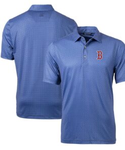 Men's Boston Red Sox Cutter & Buck Navy Pike Banner Print Polo