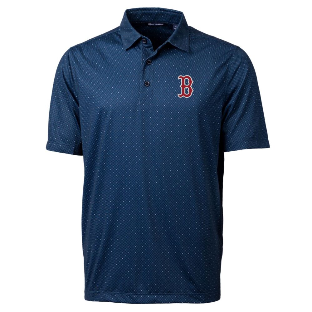 Men's Boston Red Sox Cutter & Buck Navy Pike Double Dot Print Stretch Polo