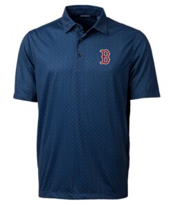 Men's Boston Red Sox Cutter & Buck Navy Pike Double Dot Print Stretch Polo