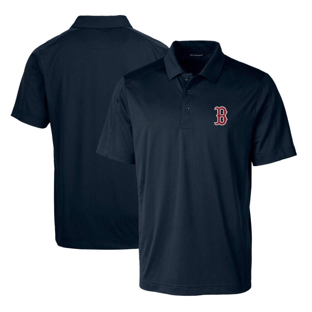 Men's Boston Red Sox Cutter & Buck Navy Prospect Textured Stretch Polo