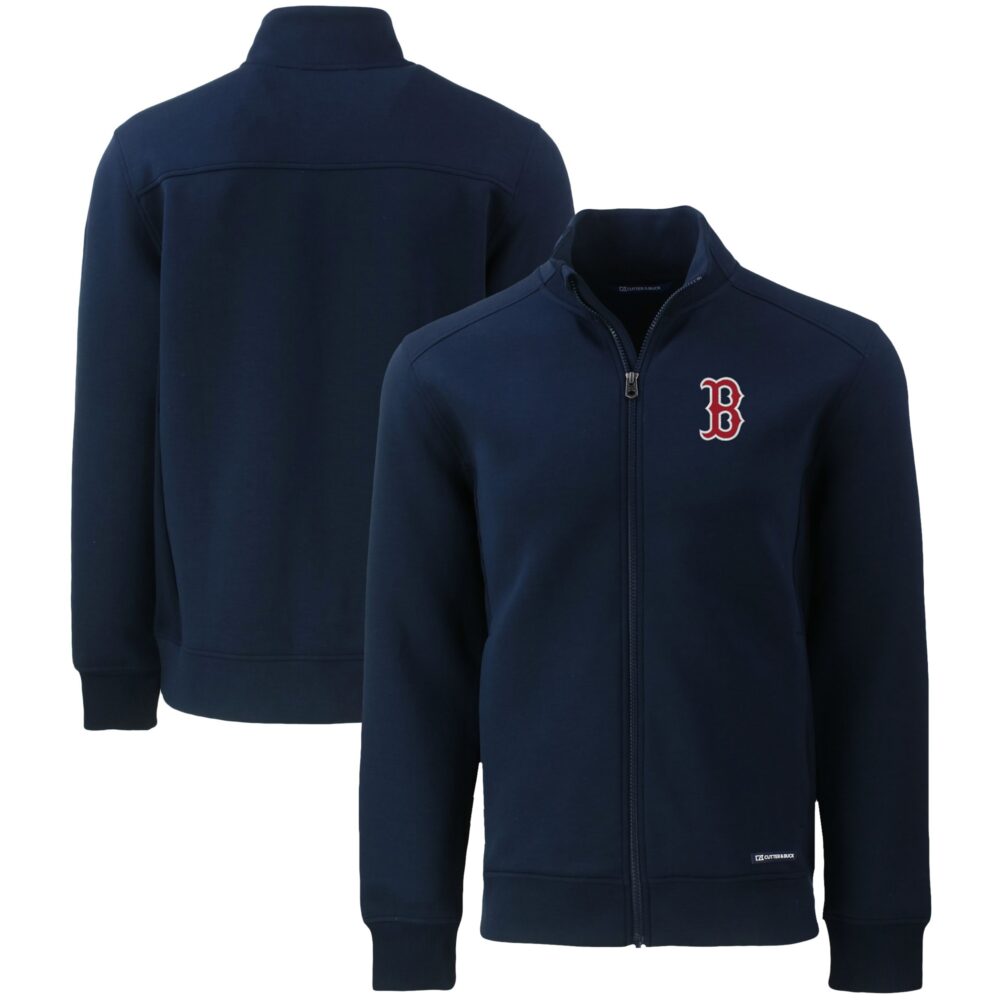Men's Boston Red Sox  Cutter & Buck Navy Roam Eco Recycled Full-Zip Jacket