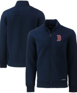 Men's Boston Red Sox  Cutter & Buck Navy Roam Eco Recycled Full-Zip Jacket