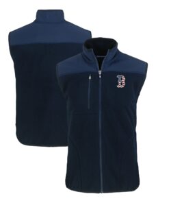 Men's Boston Red Sox  Cutter & Buck Navy Stars & Stripes Cascade Eco Sherpa Fleece Full-Zip Vest