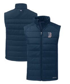 Men's Boston Red Sox  Cutter & Buck Navy Stars & Stripes Evoke Hybrid Eco Softshell Recycled Full-Zip Vest