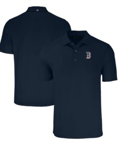Men's Boston Red Sox  Cutter & Buck Navy Stars & Stripes Forge Eco Stretch Recycled Polo