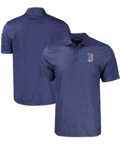 Men's Boston Red Sox  Cutter & Buck Navy Stars & Stripes Pike Eco Tonal Geo Print Stretch Recycled Polo
