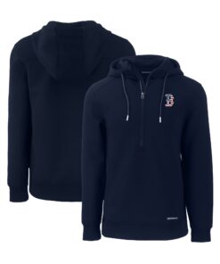 Men's Boston Red Sox Cutter & Buck Navy Stars & Stripes Roam Eco Half-Zip Recycled Pullover Hoodie