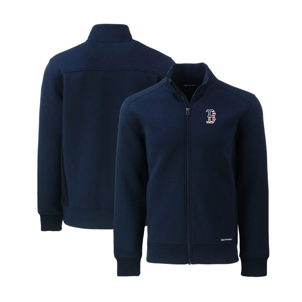 Men's Boston Red Sox Cutter & Buck Navy Stars & Stripes Roam Eco Recycled Full-Zip Jacket