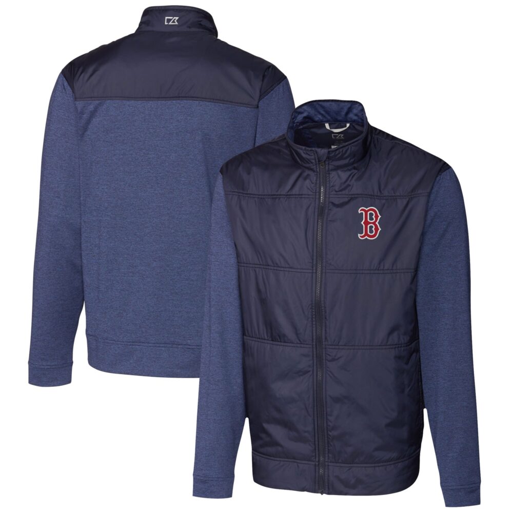 Men's Boston Red Sox  Cutter & Buck Navy Stealth Hybrid Quilted Full-Zip Windbreaker Jacket