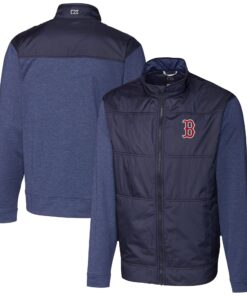 Men's Boston Red Sox  Cutter & Buck Navy Stealth Hybrid Quilted Full-Zip Windbreaker Jacket