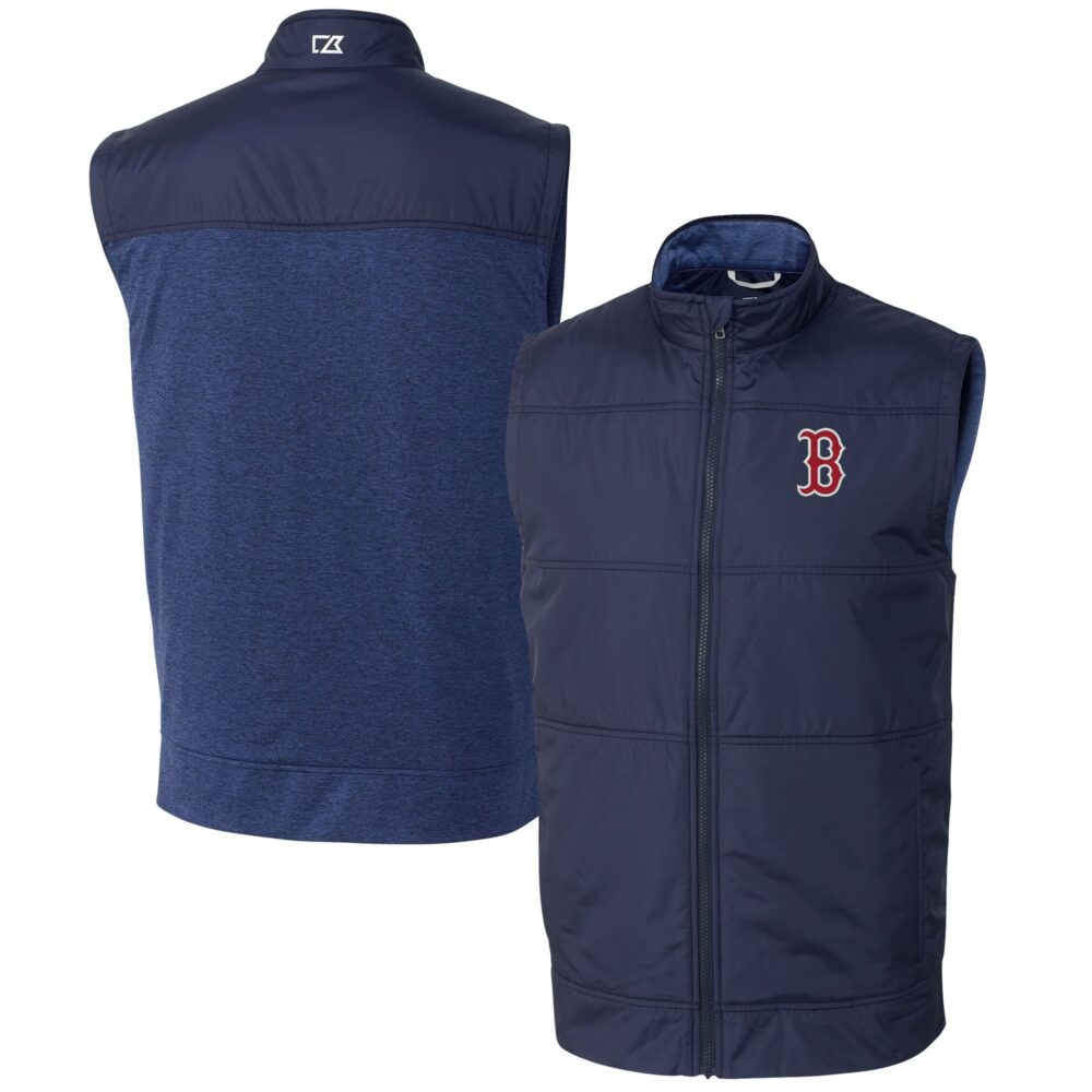 Men's Boston Red Sox  Cutter & Buck Navy Stealth Hybrid Quilted Windbreaker Full-Zip Vest
