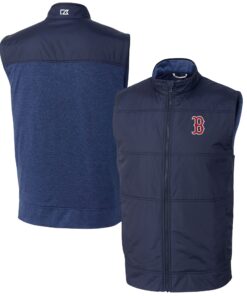 Men's Boston Red Sox  Cutter & Buck Navy Stealth Hybrid Quilted Windbreaker Full-Zip Vest