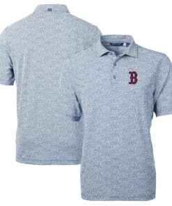 Men's Boston Red Sox Cutter & Buck Navy Virtue Eco Pique Botanical Print Recycled Polo
