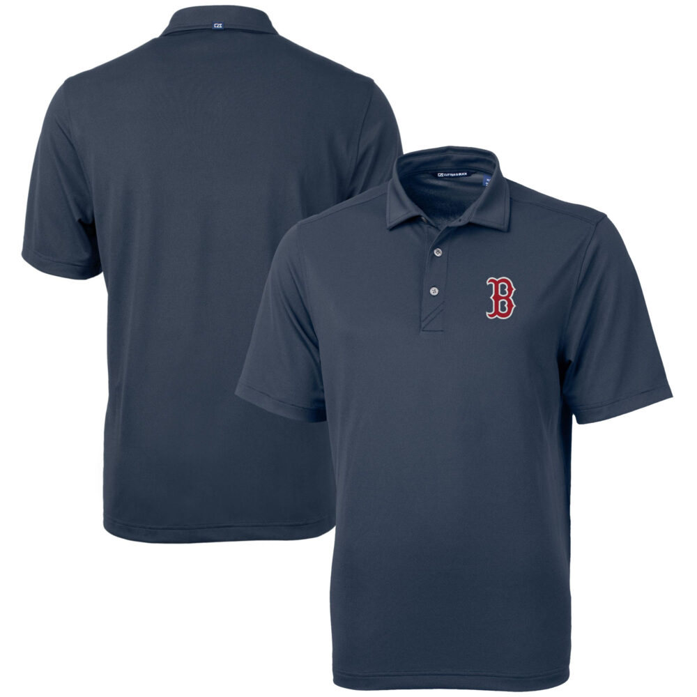 Men's Boston Red Sox  Cutter & Buck Navy Virtue Eco Pique Recycled Polo