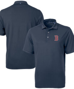 Men's Boston Red Sox  Cutter & Buck Navy Virtue Eco Pique Recycled Polo