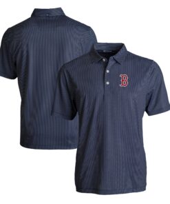 Men's Boston Red Sox  Cutter & Buck Navy/White Pike Eco Symmetry Print Stretch Recycled Polo