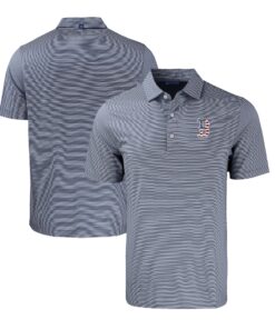 Men's Boston Red Sox  Cutter & Buck Navy/White Stars & Stripes Forge Eco Double Stripe Stretch Recycled Polo