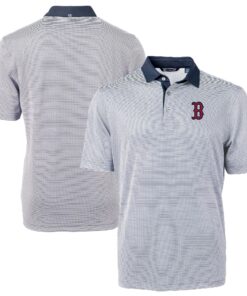Men's Boston Red Sox Cutter & Buck Navy/White Virtue Eco Pique Micro Stripe Recycled Polo
