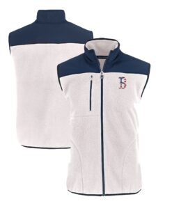 Men's Boston Red Sox  Cutter & Buck Oatmeal Stars & Stripes Cascade Eco Sherpa Fleece Full-Zip Vest