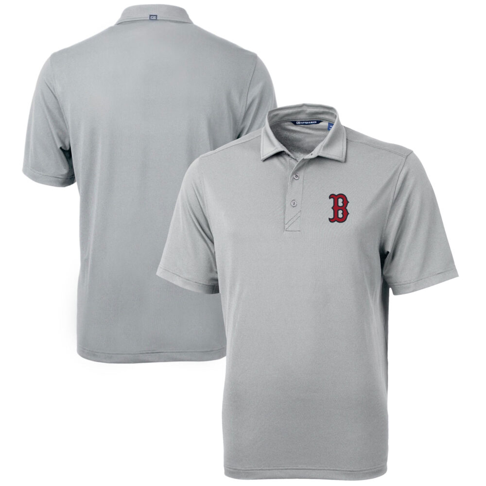 Men's Boston Red Sox  Cutter & Buck Pewter Big & Tall Virtue Eco Pique Recycled Polo