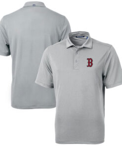 Men's Boston Red Sox  Cutter & Buck Pewter Big & Tall Virtue Eco Pique Recycled Polo