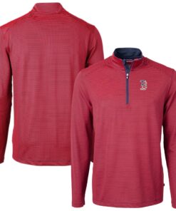 Men's Boston Red Sox  Cutter & Buck Red Americana Logo Big & Tall Virtue Eco Pique Recycled Quarter-Zip Pullover Top
