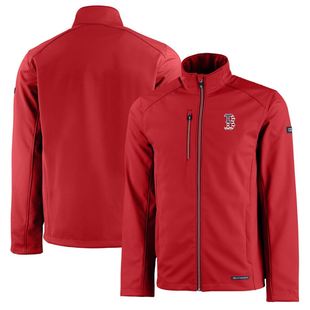 Men's Boston Red Sox  Cutter & Buck Red Americana Logo Evoke Eco Softshell Recycled Full-Zip Jacket