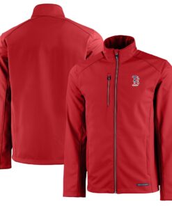 Men's Boston Red Sox  Cutter & Buck Red Americana Logo Evoke Eco Softshell Recycled Full-Zip Jacket