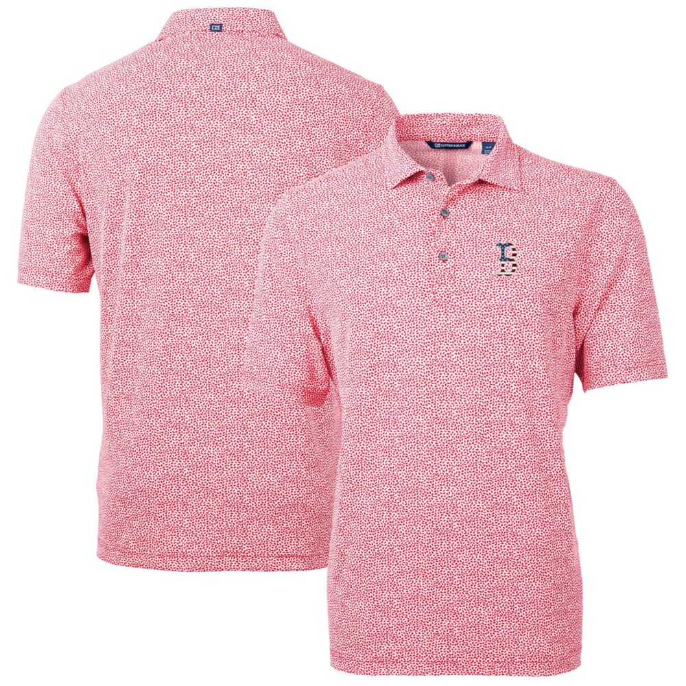 Men's Boston Red Sox  Cutter & Buck Red Americana Logo Virtue Eco-Pique Botanical Recycled Polo