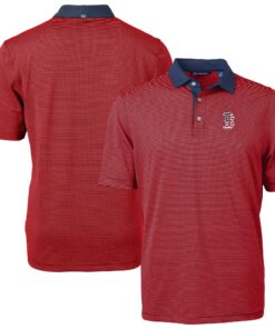 Men's Boston Red Sox  Cutter & Buck Red Americana Logo Virtue Eco Pique Stripe Recycled Polo