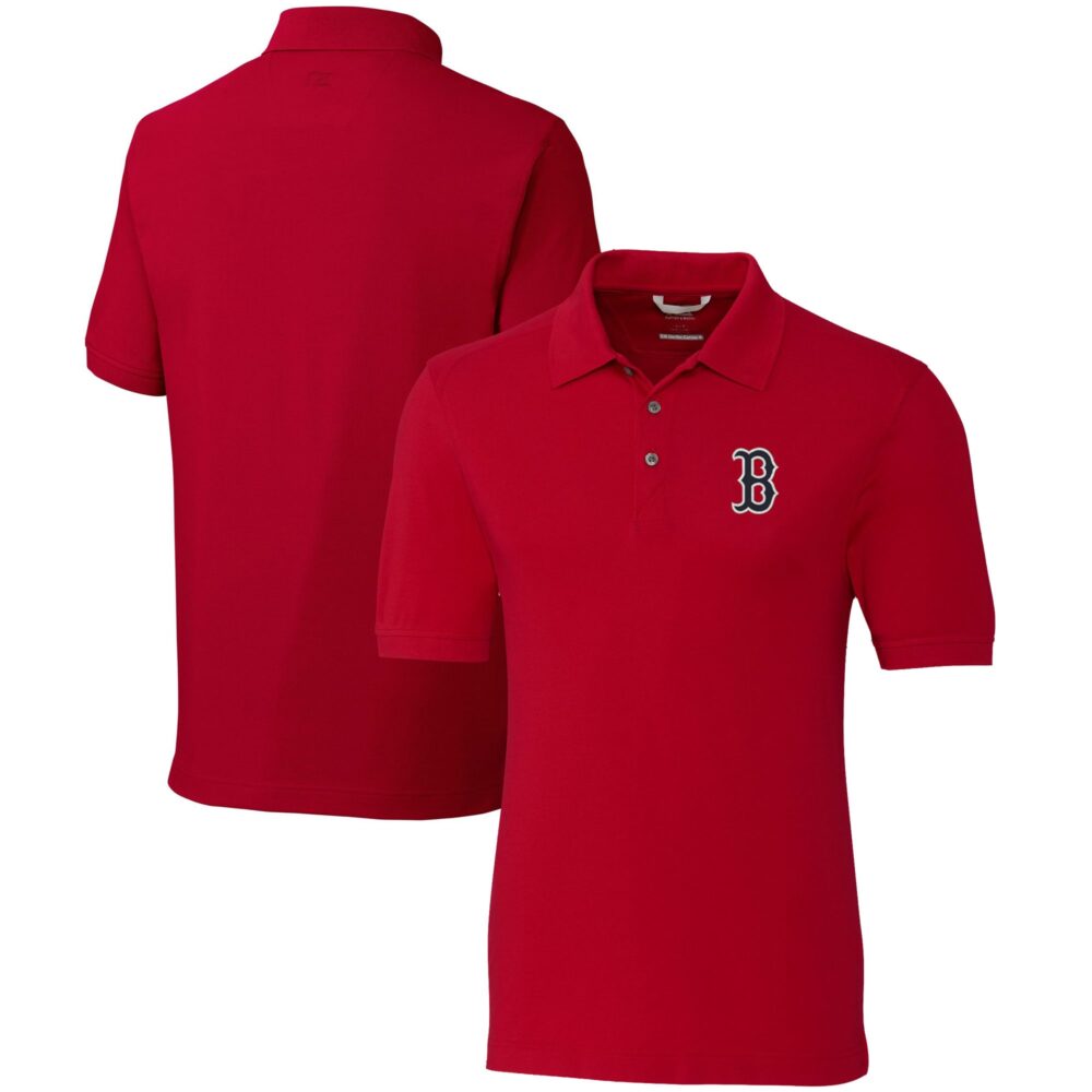 Men's Boston Red Sox  Cutter & Buck Red Big & Tall Advantage Tri-Blend Pique Polo