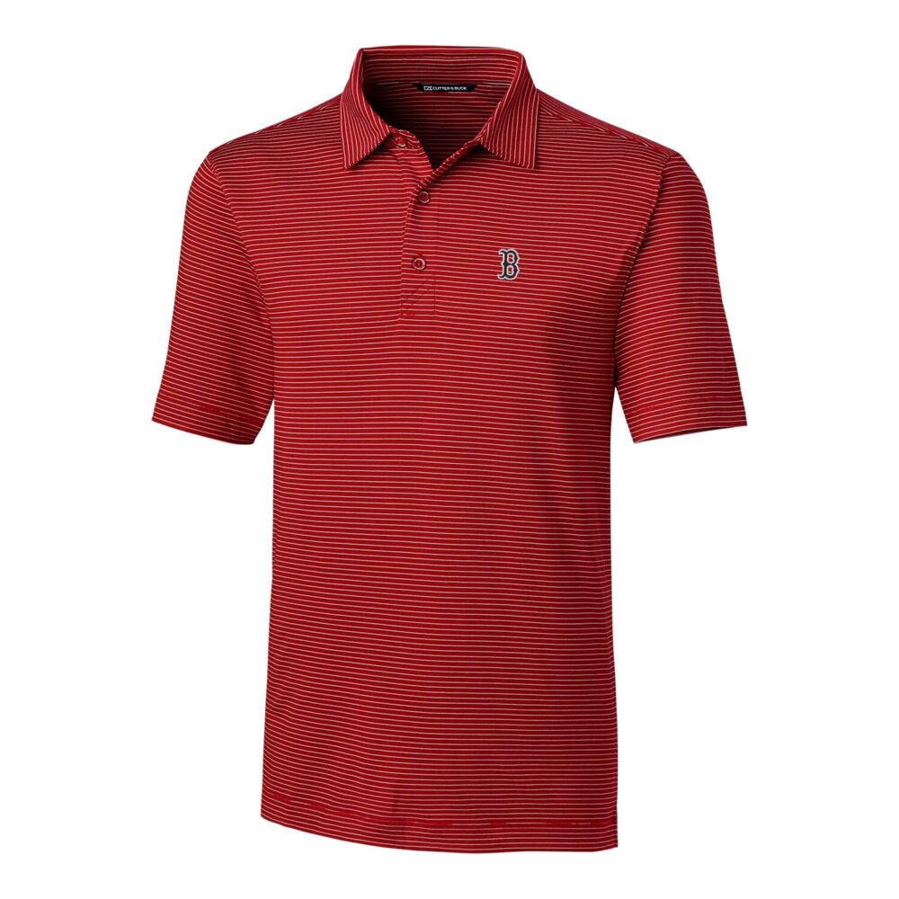 Men's Boston Red Sox Cutter & Buck Red Big & Tall Forge Pencil Stripe Polo
