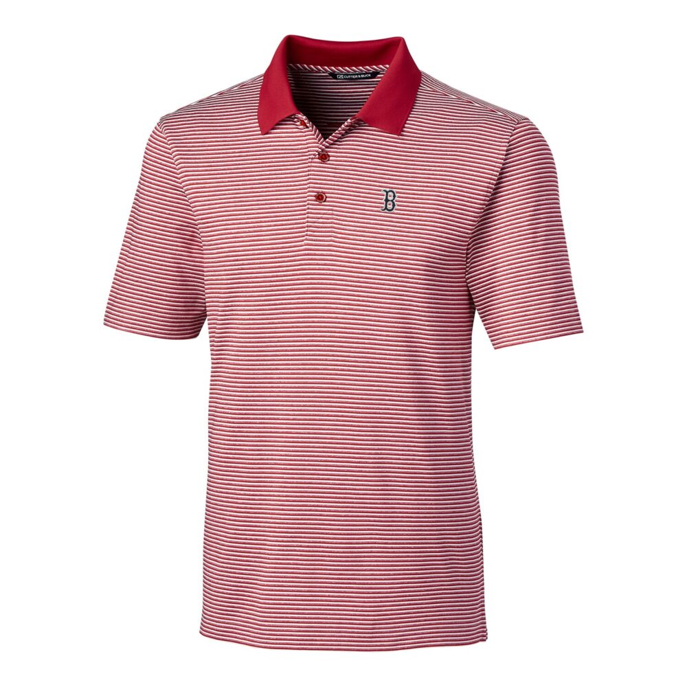 Men's Boston Red Sox Cutter & Buck Red Big & Tall Forge Tonal Stripe Polo