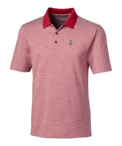 Men's Boston Red Sox Cutter & Buck Red Big & Tall Forge Tonal Stripe Polo