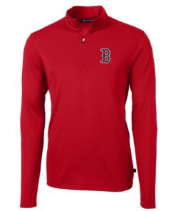 Men's Boston Red Sox Cutter & Buck Red Big & Tall Virtue Eco Pique Quarter-Zip Pullover Jacket
