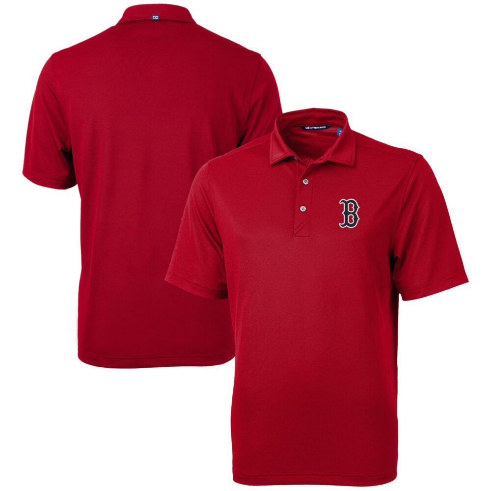 Men's Boston Red Sox  Cutter & Buck Red Big & Tall Virtue Eco Pique Recycled Polo