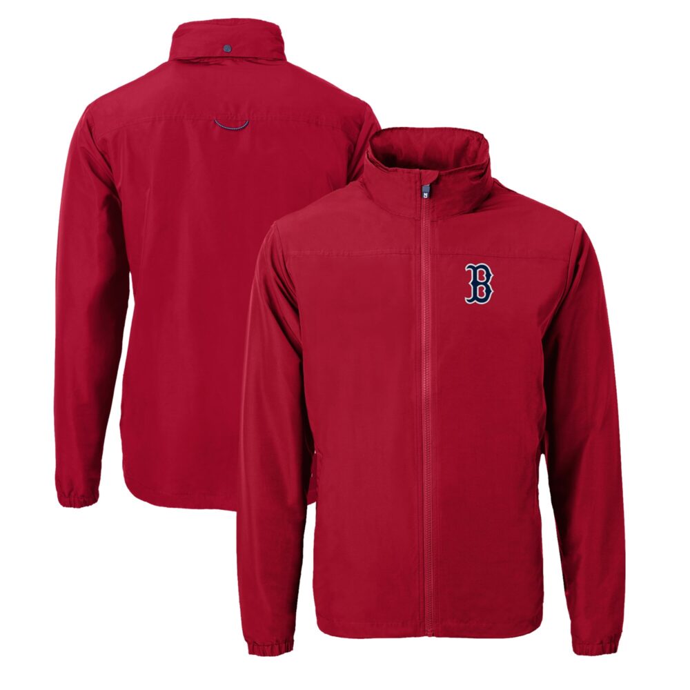 Men's Boston Red Sox  Cutter & Buck Red Charter Eco Recycled Full-Zip Jacket