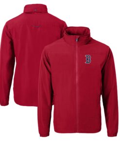Men's Boston Red Sox  Cutter & Buck Red Charter Eco Recycled Full-Zip Jacket