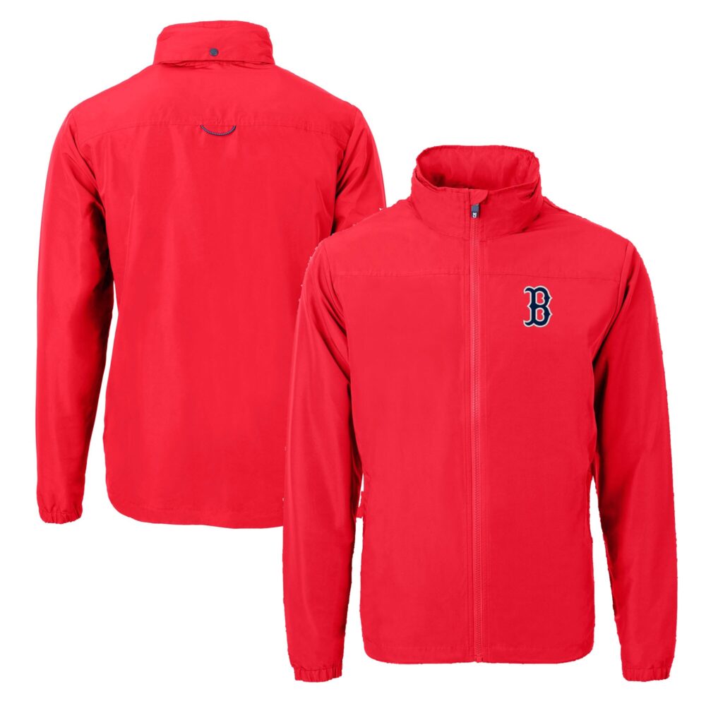 Men's Boston Red Sox Cutter & Buck Red Charter Eco Recycled Full-Zip Jacket