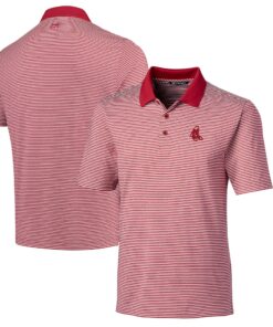 Men's Boston Red Sox Cutter & Buck Red Cooperstown Collection Forge Tonal Stripe DryTec Polo