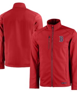 Men's Boston Red Sox Cutter & Buck Red Evoke Eco Softshell Recycled Full-Zip Jacket