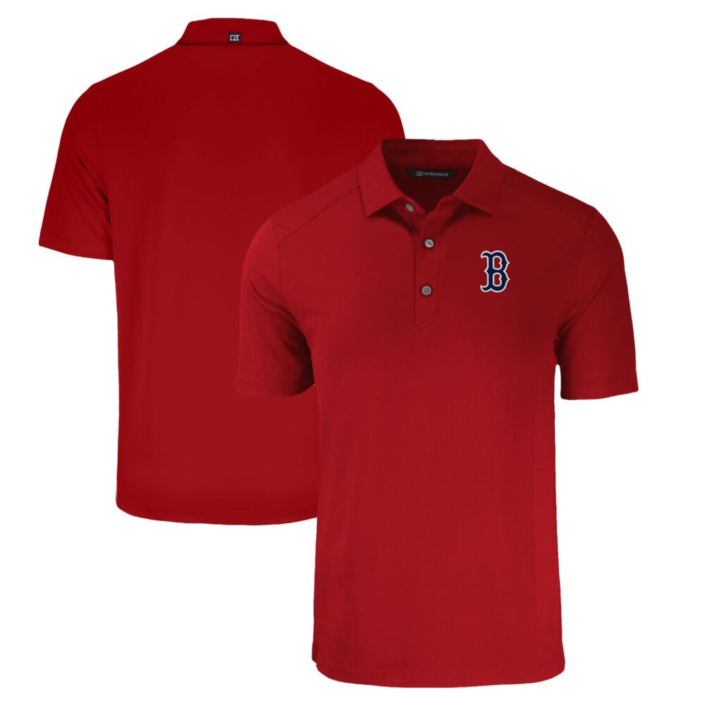 Men's Boston Red Sox  Cutter & Buck Red Forge Eco Stretch Recycled Polo